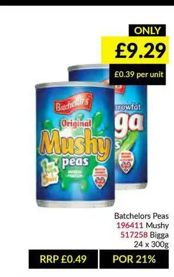 Musgrave MarketPlace Batchelors Peas Mushy, Bigga offer