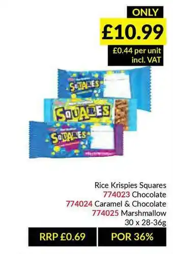 Musgrave MarketPlace Rice Krispies Squares Chocolate, Caramel & Chocolate, Marshmallow offer