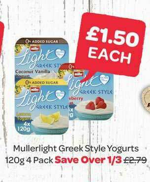 Spar Mullerlight Greek Style Yogurts offer