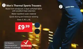Lidl Men's Thermal Sports Trousers offer