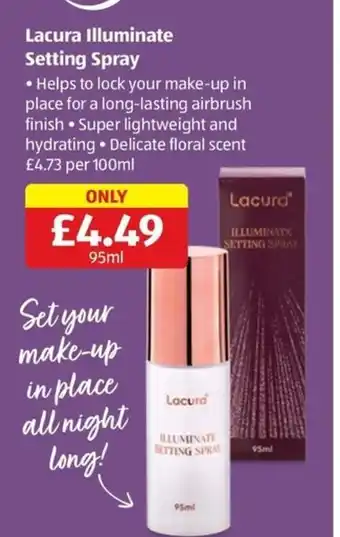 Aldi Lacura Illuminate Setting Spray offer