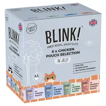 Asda Blink! wet cat food chicken pouch selection in jelly 8 x 85g offer