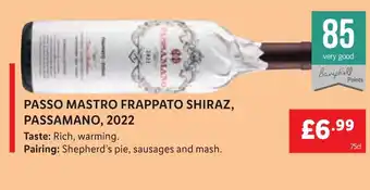 Lidl PASSO MASTRO FRAPPATO SHIRAZ, PASSAMANO, 2022 offer