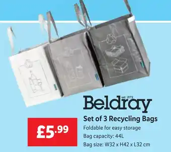 Lidl Set of 3 Recycling Bags offer