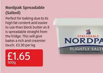 Aldi Nordpak Spreadable (Salted) 500g offer