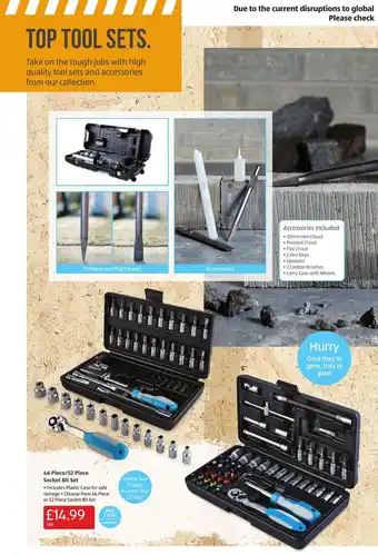 Aldi 46 Pieces/ 52 Piece Socket Bit Set offer
