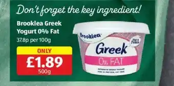 Aldi Brooklea Greek Yogurt 0% Fat offer