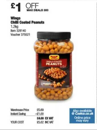 Costco Wings Chilli Coated Peanuts offer