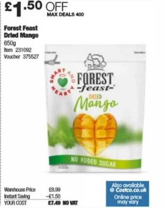 Costco Forest Feast Dried Mango offer