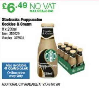Costco Starbucks Frappuccino Cookies & Cream offer