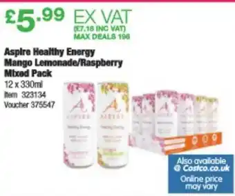 Costco Aspire Healthy Energy Mango Lemonade-Raspberry Mixed Pack offer