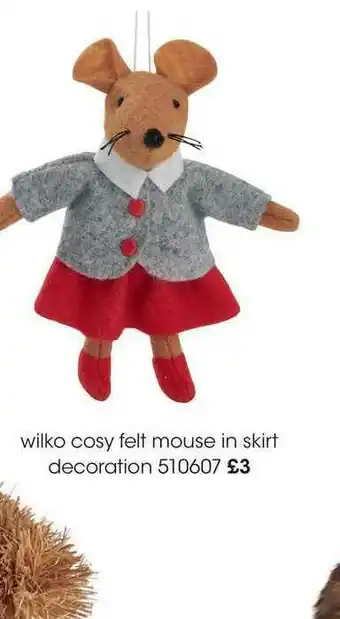 Wilko Wilko Cosy Felt Mouse In Skirt Decoration offer