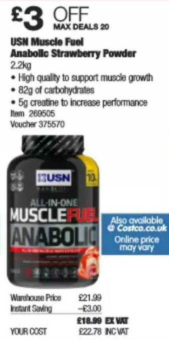 Costco USN Muscle Fuel Anabolic Strawberry Powder offer
