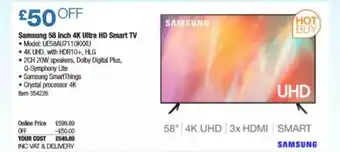 Costco Samsung 58 Inch 4K Ultra HD Smart TV offer