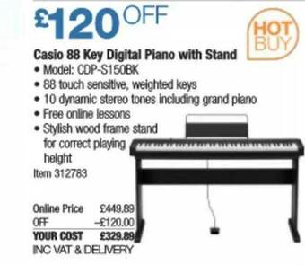 Costco Casio 88 Key Digital Piano With Stand offer