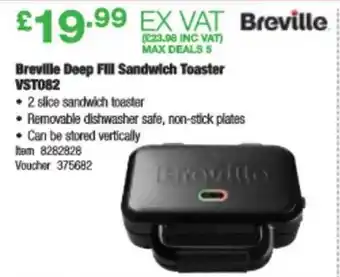Costco Breville Deep Fill Sandwich Toaster VST082 offer
