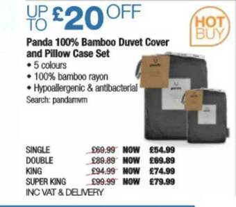 Costco Panda 100% Bamboo Duvet Cover And Pillow Case Set offer