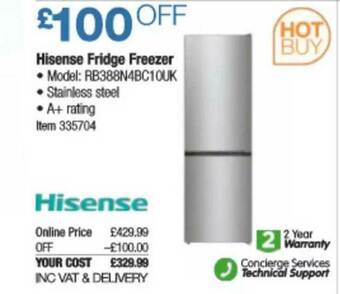 Costco Hisense Fridge Freezer offer