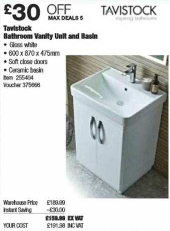 Costco Tavistock Bathroom Vanity Unit And Basin offer
