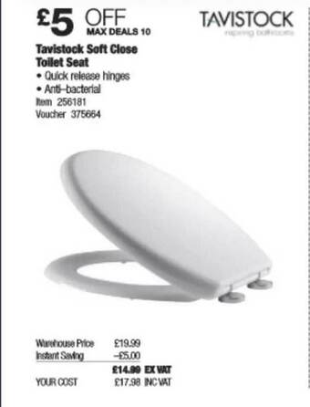 Costco Tavistock Soft Close Toilet Seat offer