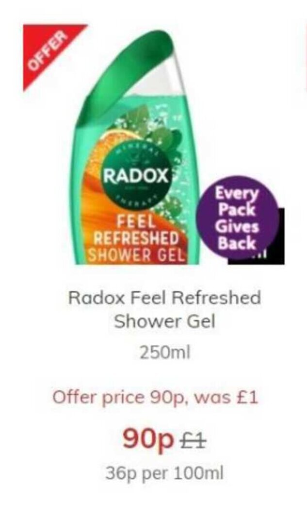 Rodox Feel Refreshed Shower Gel 250ml offer at Morrisons