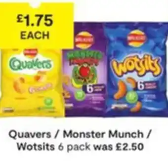 SuperValu Quavers / Monster Munch / Wotsits 6 pack offer