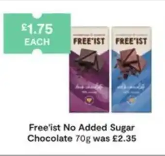 SuperValu Free'ist No Added Sugar Chocolate 70g offer
