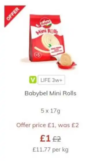 Morrisons Babybel Mini Rolls 5 x 17g offer