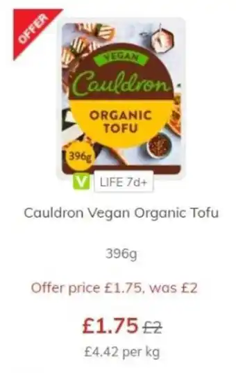 Morrisons Couldron vegan Organic Tofu 396g offer