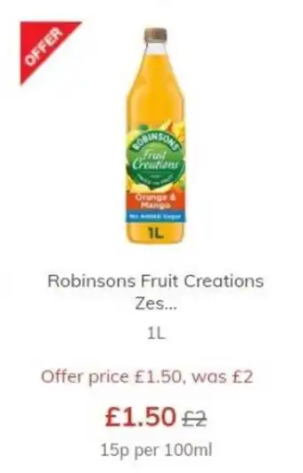 Morrisons Robinsons Fruit Creations 1L offer