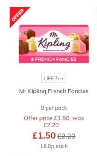 Morrisons Mr.Kipling French Fancies 8 per pack offer