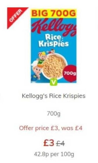 Morrisons Kellogg's Rice Krispies 700g offer