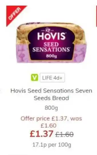 Morrisons Hovis Seed Sensations Seven Seeds Bread 800g offer