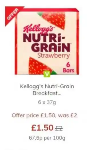 Morrisons Kellogg's Nutri-Grain Breakfast 6 x 37g offer