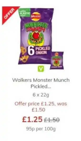 Morrisons Walkers Monster Munch Pickled 6 x 22g offer