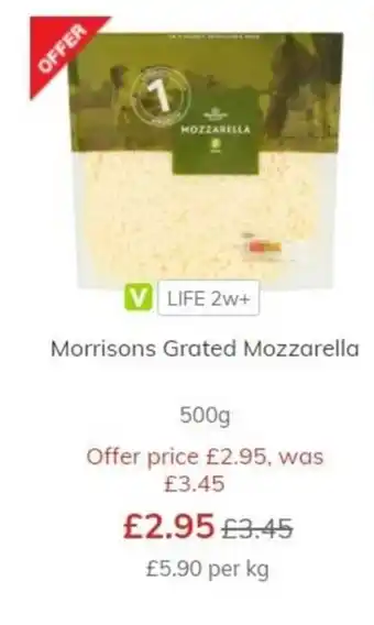 Morrisons Morrisons Grated Mozzarella 500g offer