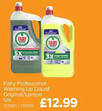 Bestway Fairy Professional Washing Up Liquid: Original/Lemon offer