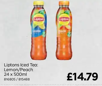 Bestway Liptons Iced Tea: Lemon/Peach 24 x 500ml offer