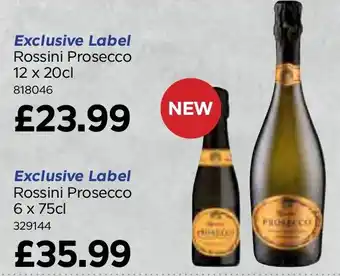 Bestway Exclusive Label Rossini Prosecco offer