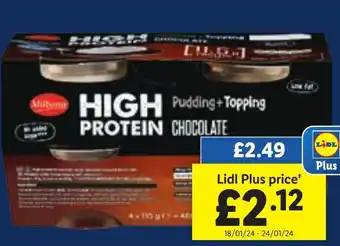 Lidl MILBONA High Protein Puddings with Topping offer