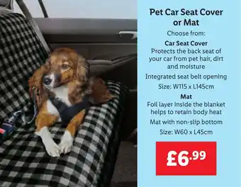 Lidl Pet Car Seat Cover or Mat offer