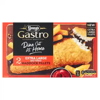 Asda Young's gastro 2 extra large battered haddock fillets offer