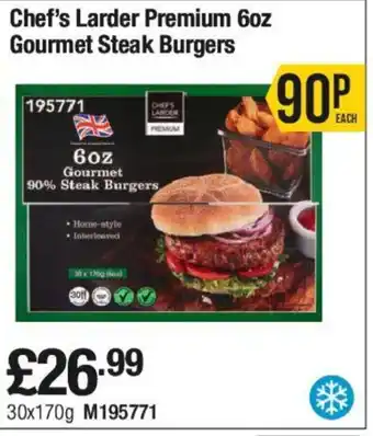 Makro Chef's Larder Premium 6oz Gourmet Steak Burgers offer