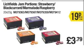 Makro Lichfields Jam Portions: Strawberry/ Blackcurrant/Marmalade/Raspberry 20x20g offer