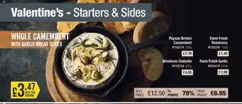 Makro WHOLE CAMEMBERT WITH GARLIC BREAD SLICES offer
