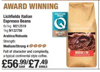 Makro Lichfields Italian Espresso Beans offer