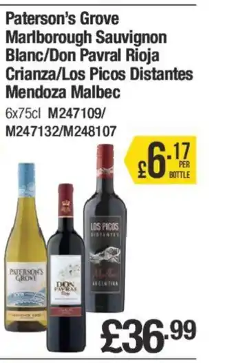 Makro Paterson's Grove Marlborough Sauvignon Blanc/Don Pavral Rioja Crianza/Los Picos Distantes Mendoza Malbec offer