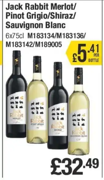 Makro Jack Rabbit Merlot/ Pinot Grigio/Shiraz/ Sauvignon Blanc offer