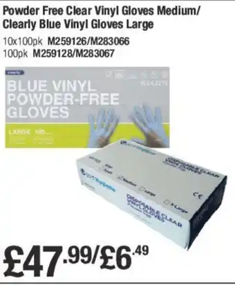 Makro Powder Free Clear Vinyl Gloves Medium/ Clearly Blue Vinyl Gloves Large offer