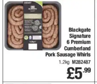 Makro Blackgate Signature 6 Premium Cumberland Pork Sausage Whirls offer